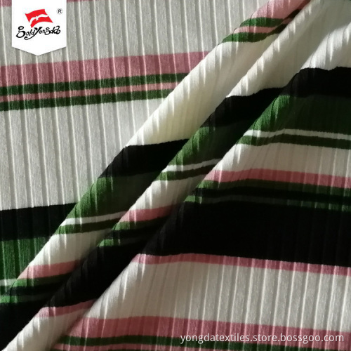 Directly Polyester Spandex Colorful 7*4 Rib Print Stripe